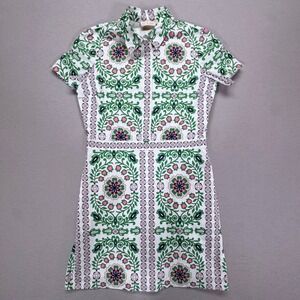 Tory Burch Port Shirtdress White Garden Party Spring POPLIN Size 8 RARE